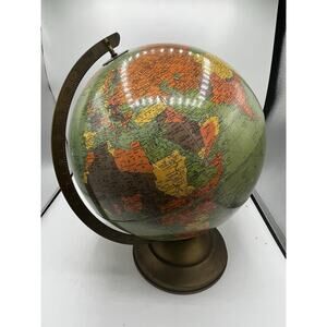 Vintage Replogle 12" World Globe Brass Meridian Pedestal Stand USSR Mid Century